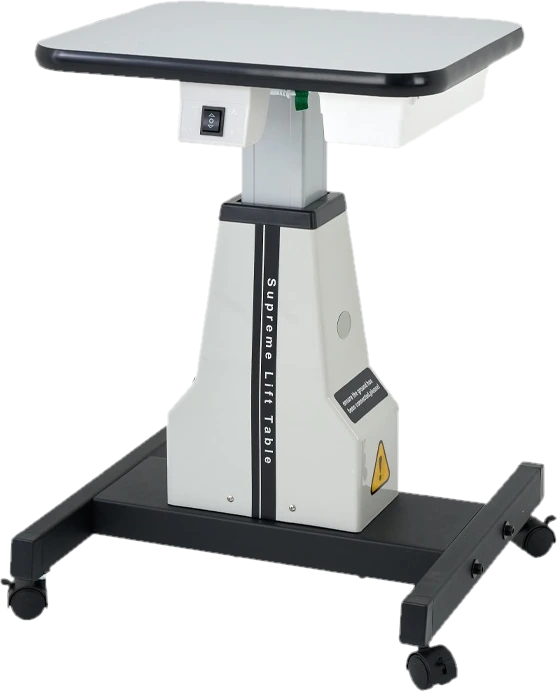 WB-3A compact instrument table, three-quarter view from the left showing the power switch